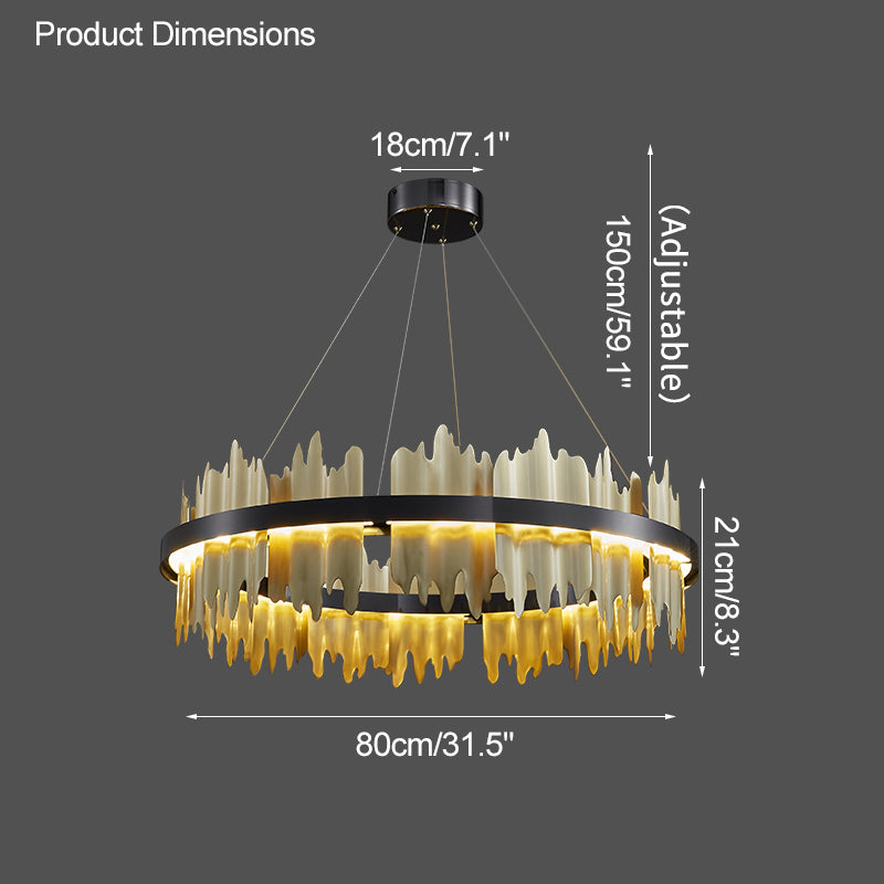 Olverai Iceberg Round Black Gold Chandelier