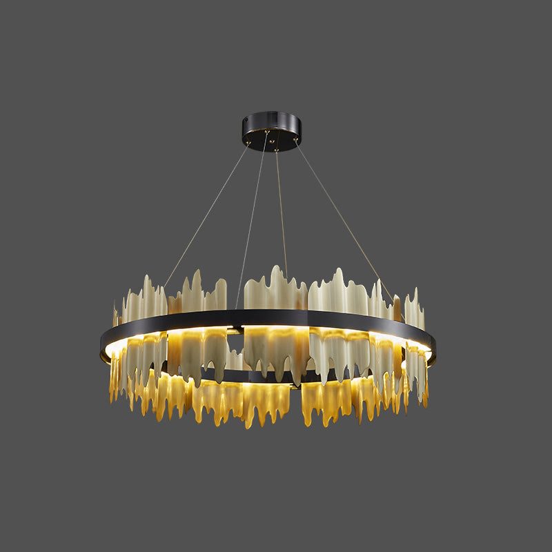 Olverai Iceberg Round Black Gold Chandelier