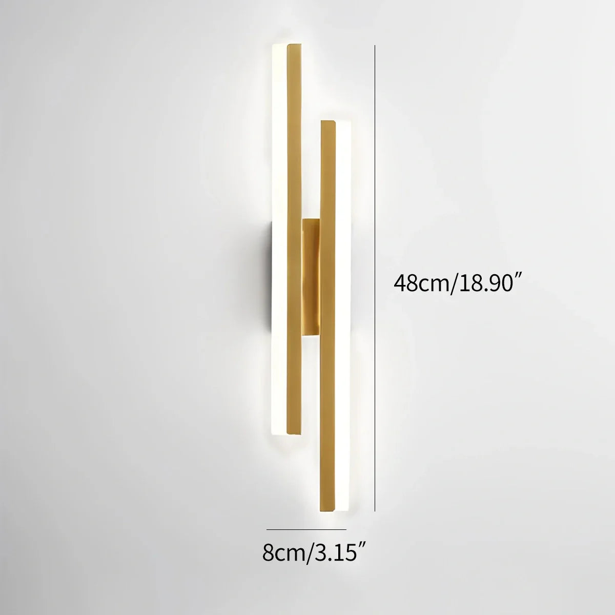 Alana Minimalist H-Shaped Wall Lamp Gold Left 48cm / 18.90“