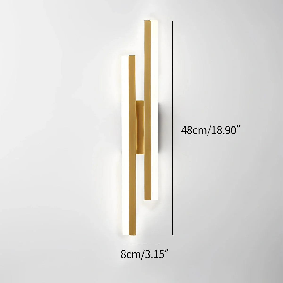 Alana Minimalist H-Shaped Wall Lamp Gold Right 48cm / 18.90“