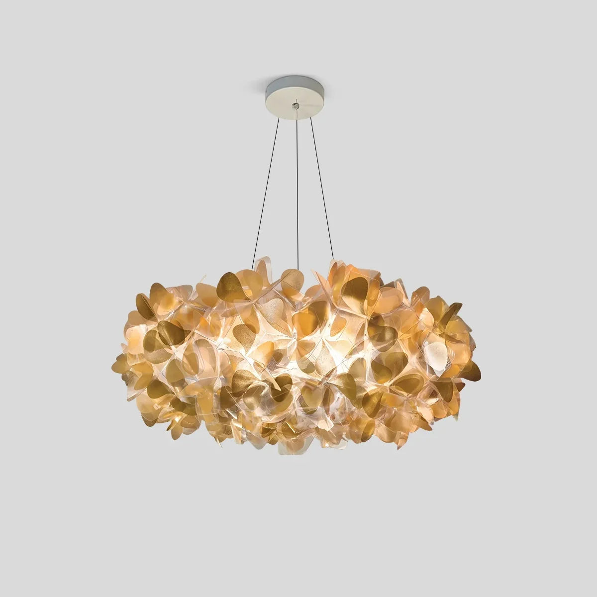 yellow petal chandelier light