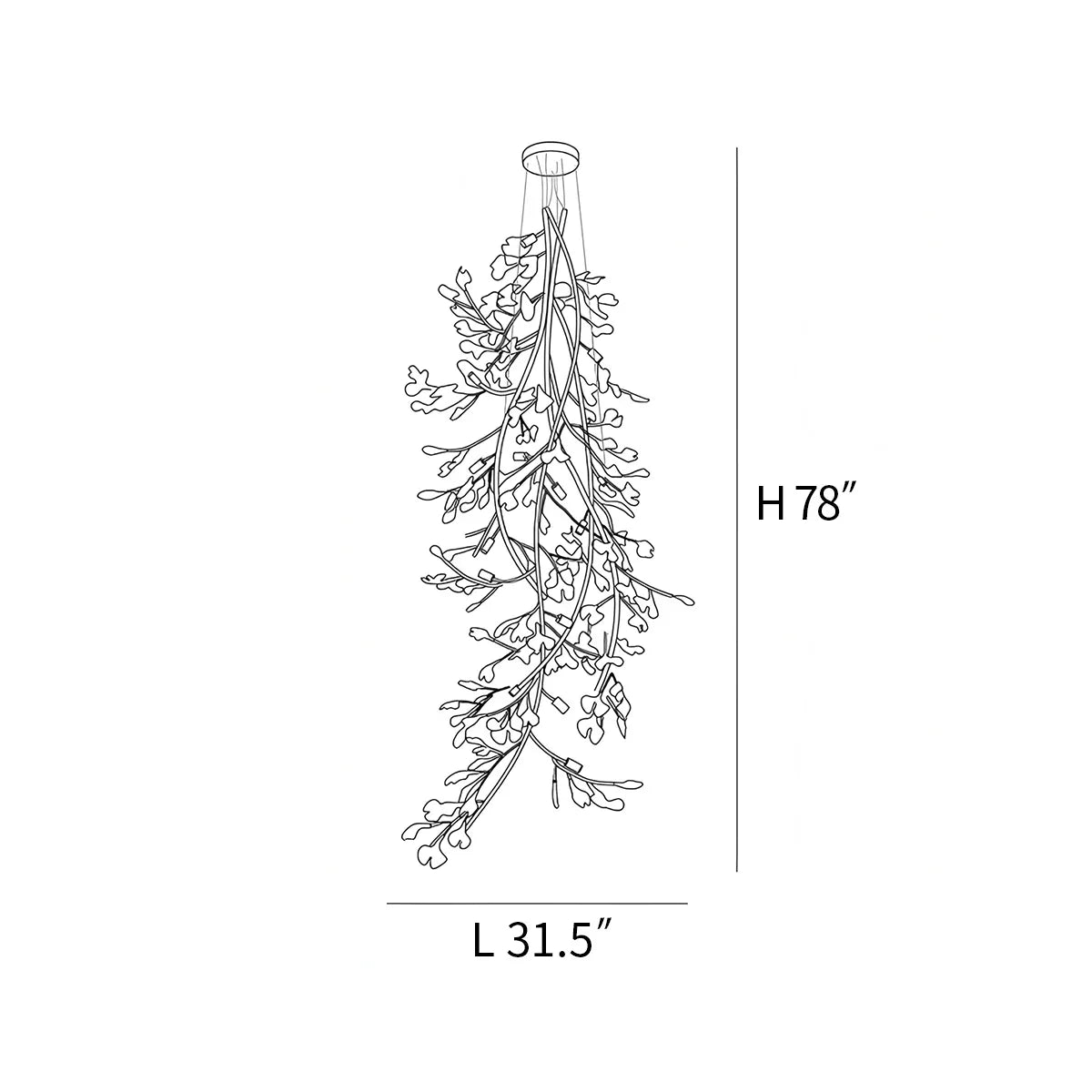 Gingko Long Branch Chandelier for High Ceiling