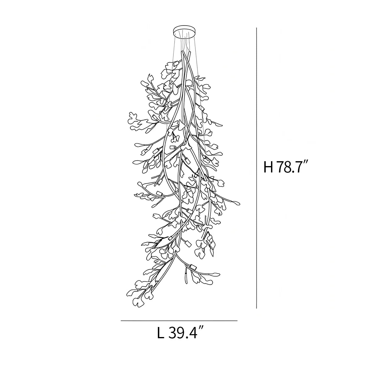 Gingko Long Branch Chandelier for High Ceiling