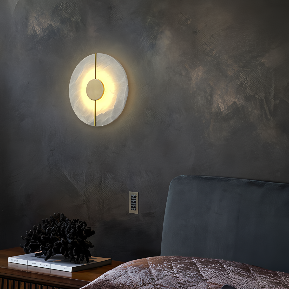 Luxury All Copper Spanish Alabaster Wall Light