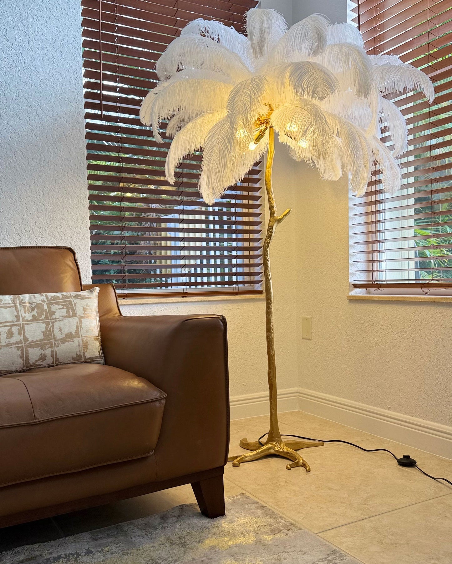 Olverai Feather Palm Tree Floor Lamp