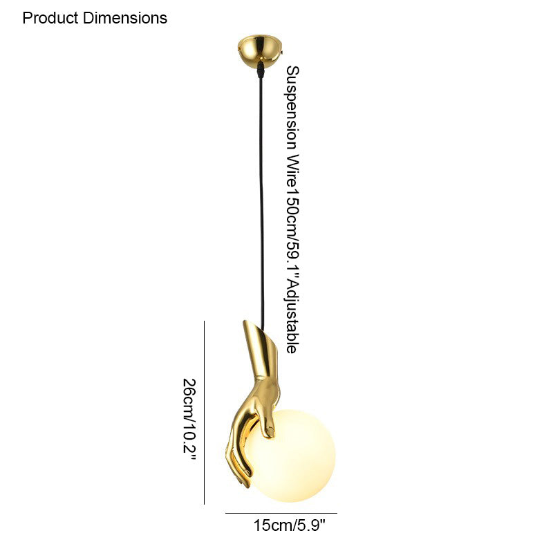Olverai Hand Holding Globe Brass Pendant Light