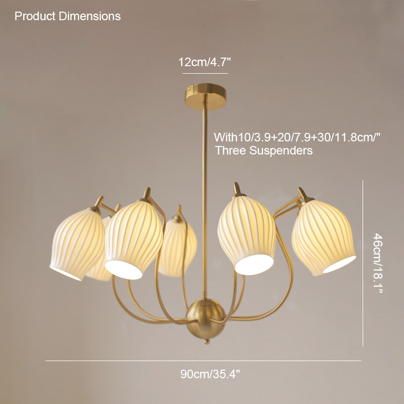 Olverai Mid Century Modern Ceramic Arm Chandelier