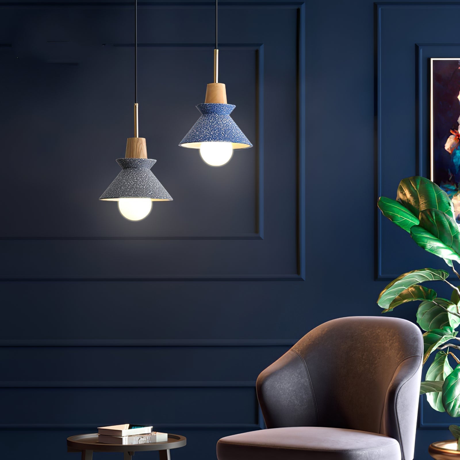 Modern Scandinavian Resin Wood Pendant Lamp, Nordic Style Ceiling Light Fixture