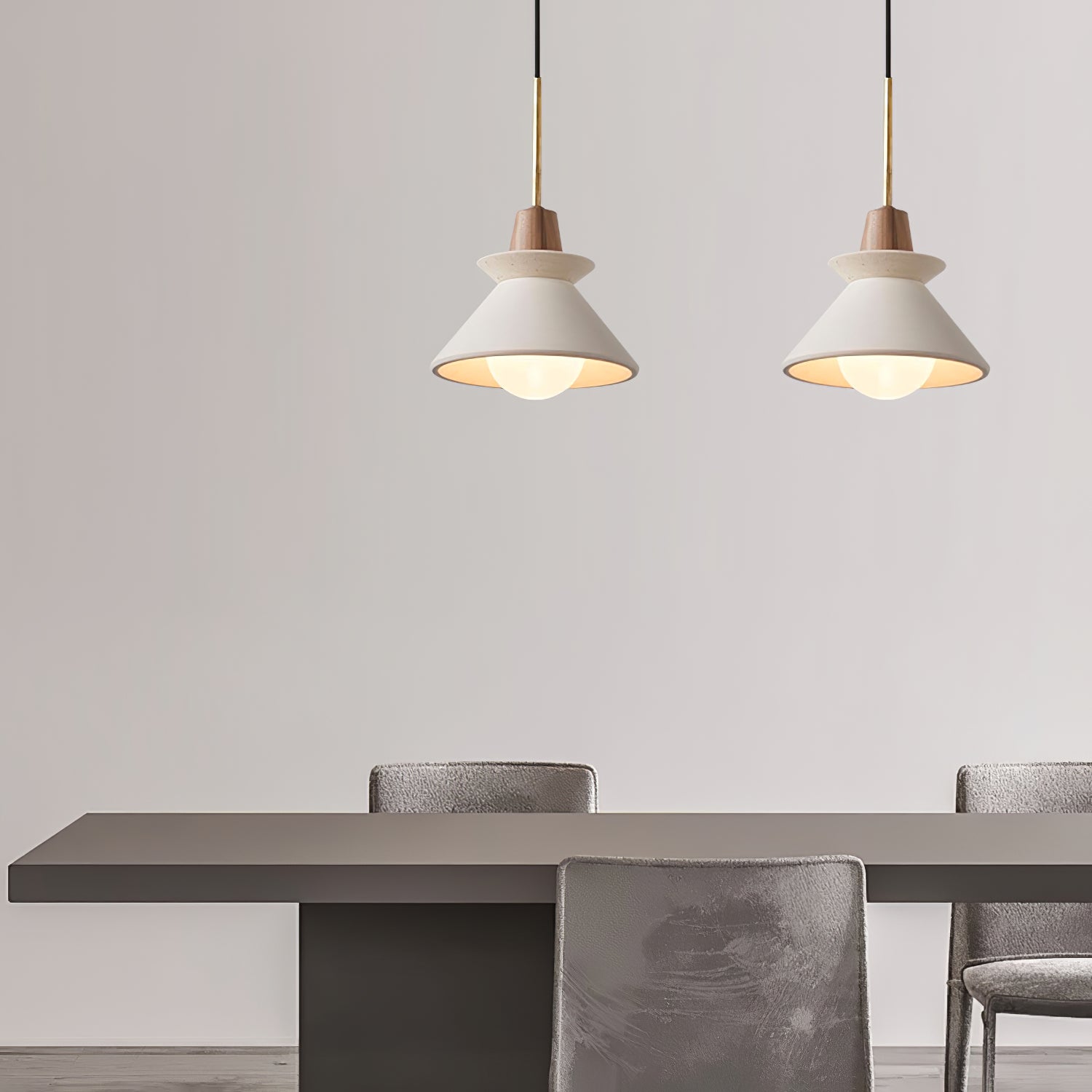 Modern Scandinavian Resin Wood Pendant Lamp, Nordic Style Ceiling Light Fixture