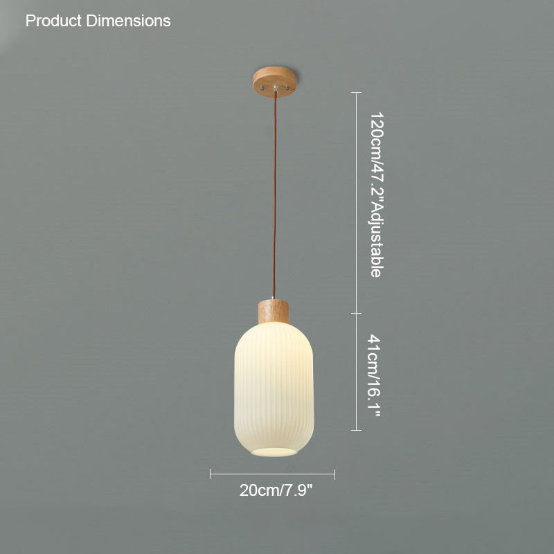 Olverai Ribbed Milk Glass Lantern Pendant Light