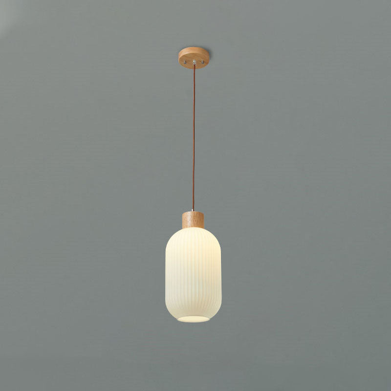 Olverai Ribbed Milk Glass Lantern Pendant Light