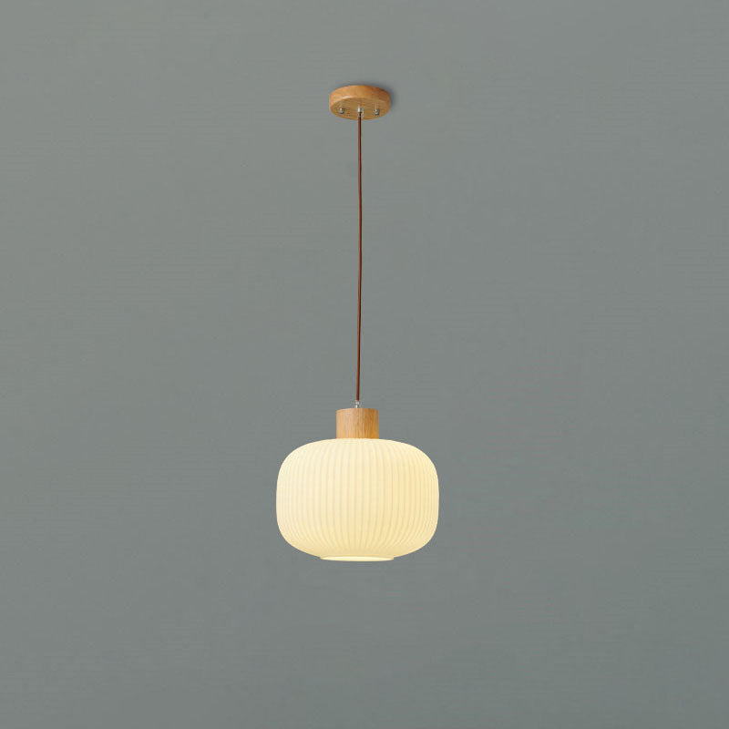 Olverai Ribbed Milk Glass Lantern Pendant Light