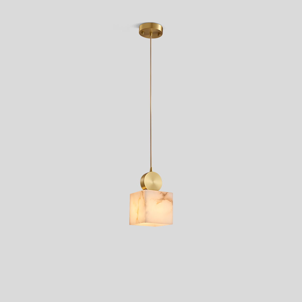 All Copper Geometric Spanish Alabaster Pendant Light Warm Light