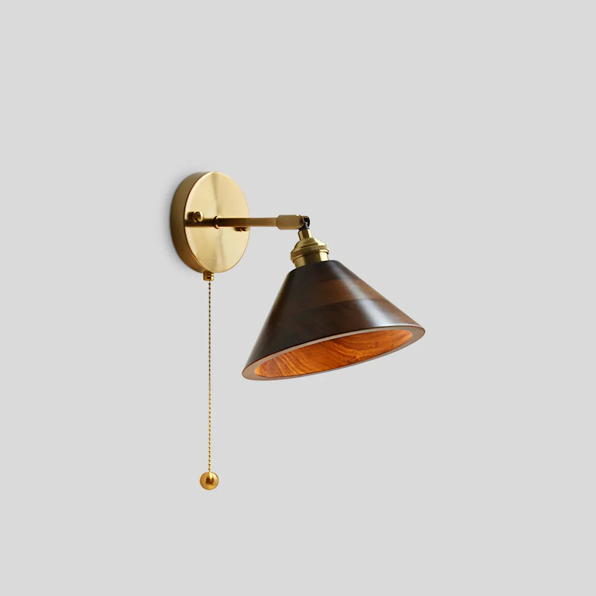 Wooden Pull-Cord Wall Lamp
