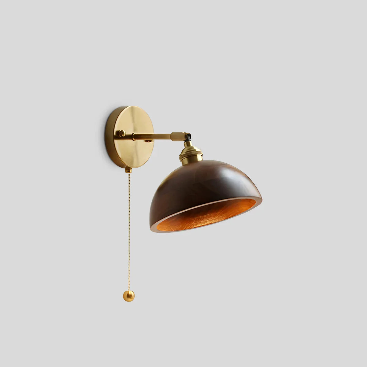 Wood Pull Chain Switch Wall Lamp