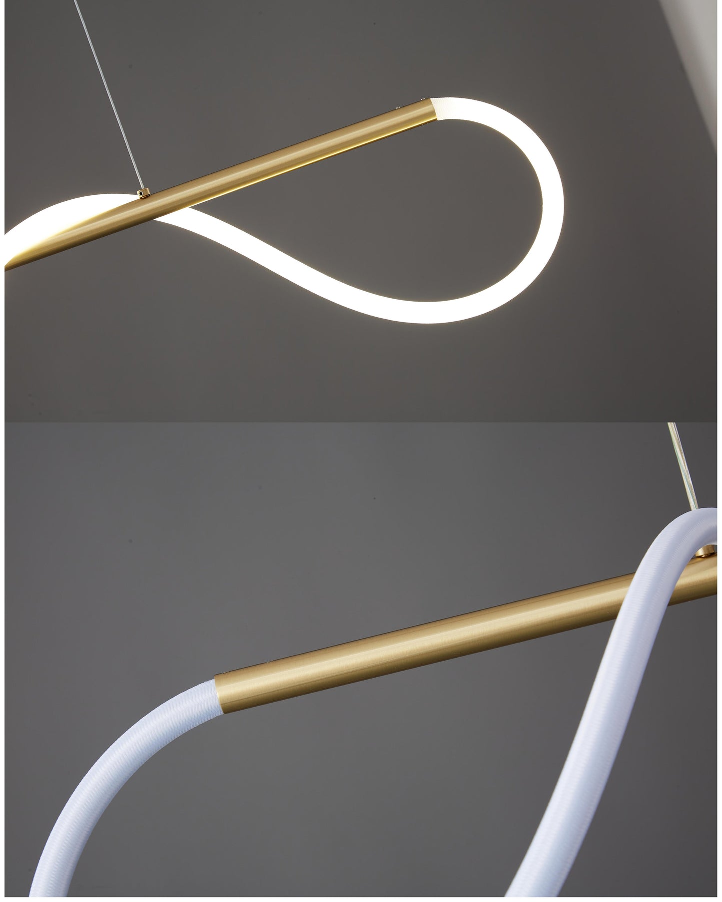 Olverai Rope Led Linear Brass Chandelier