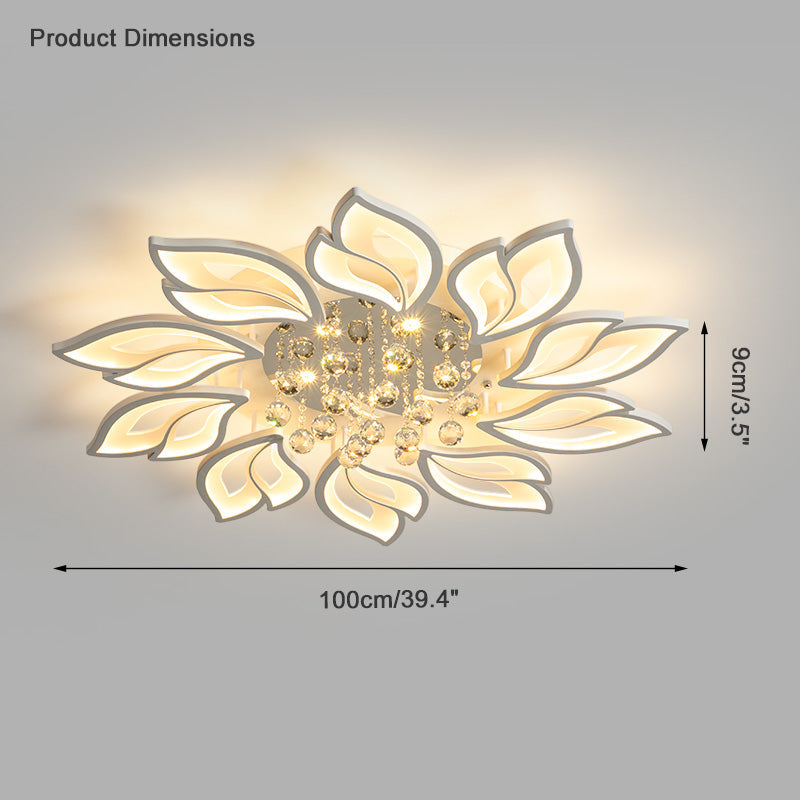 Olverai Big Flower Crystal Flush Mount Ceiling Light