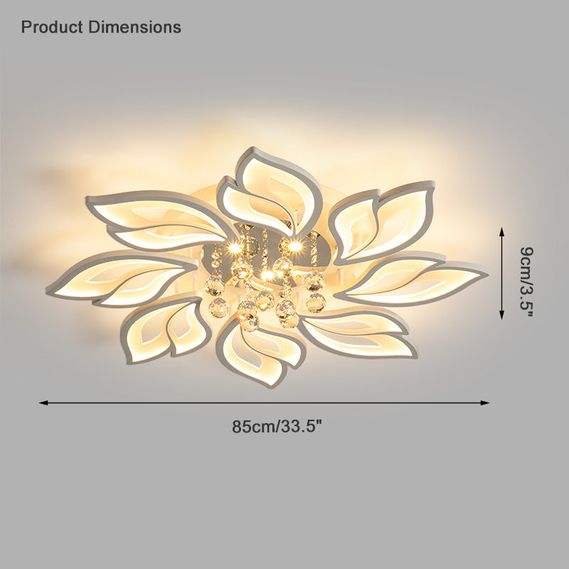 Olverai Big Flower Crystal Flush Mount Ceiling Light