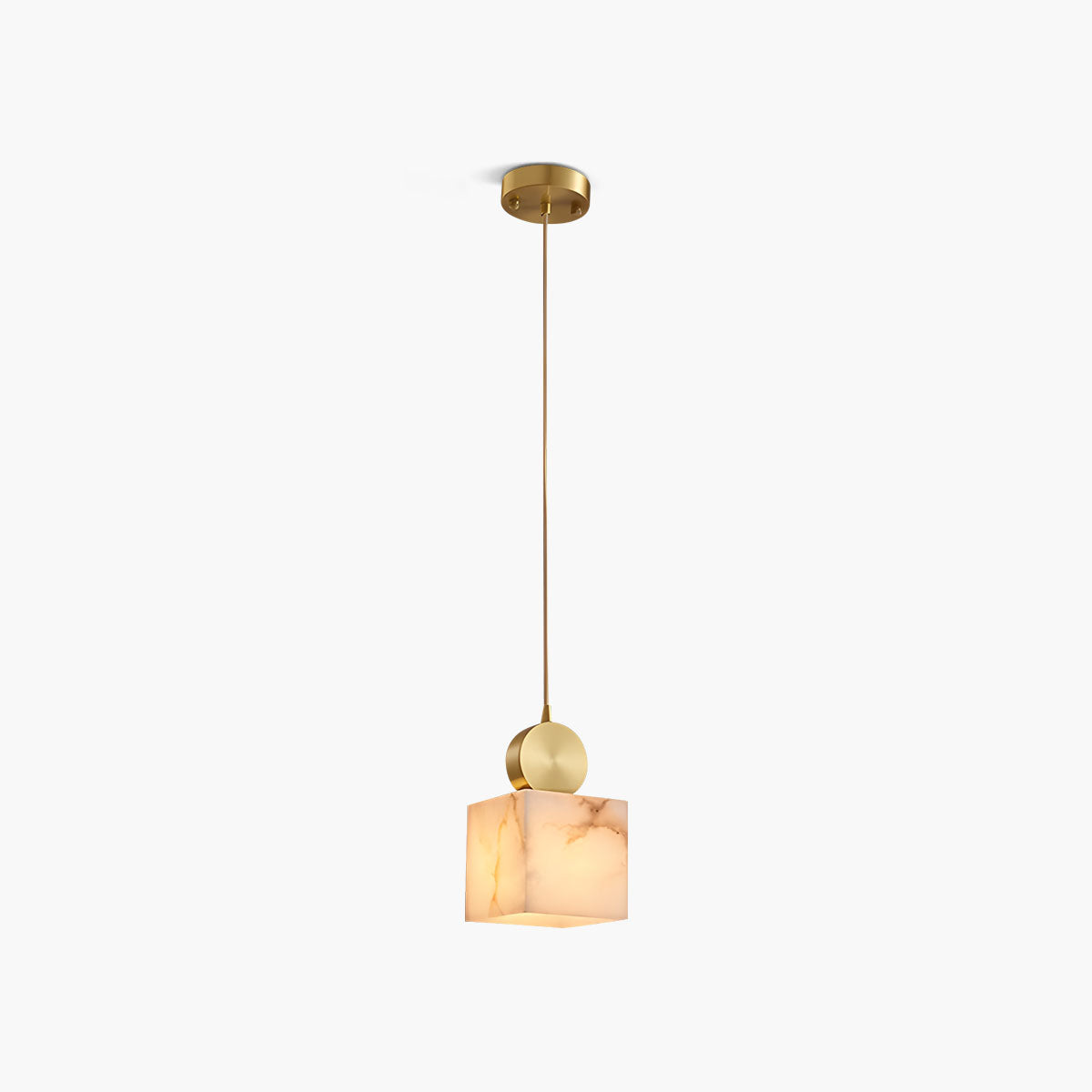 All Copper Geometric Spanish Alabaster Pendant Light