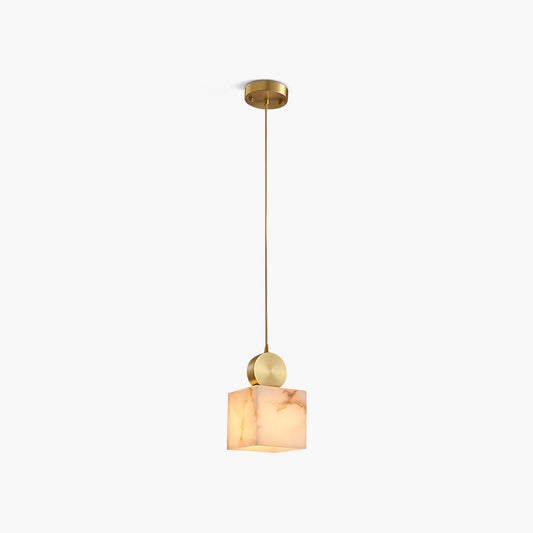 All Copper Geometric Spanish Alabaster Pendant Light