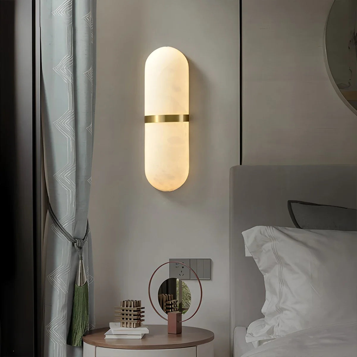 All copper natural marble wall lamp