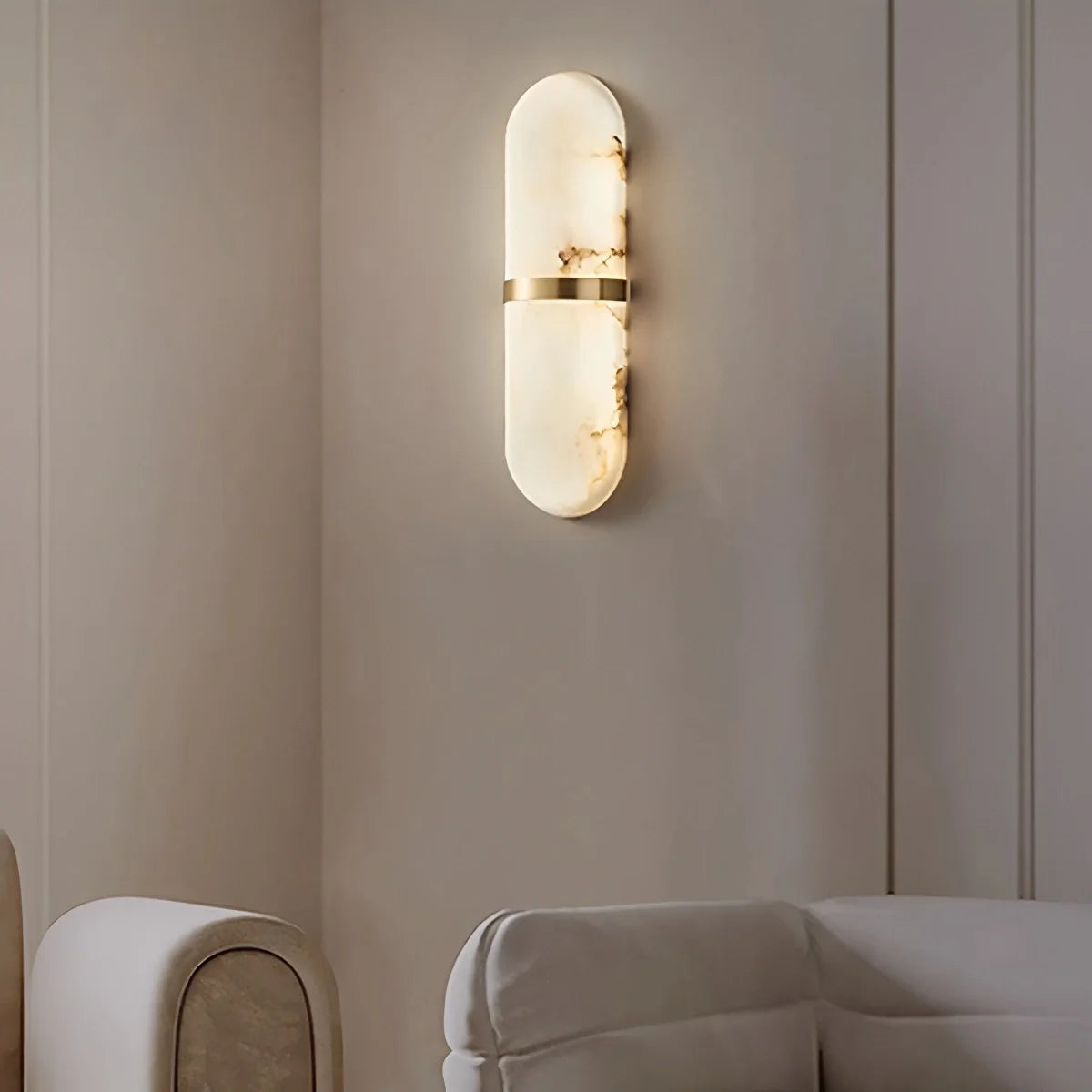 All copper natural marble wall lamp