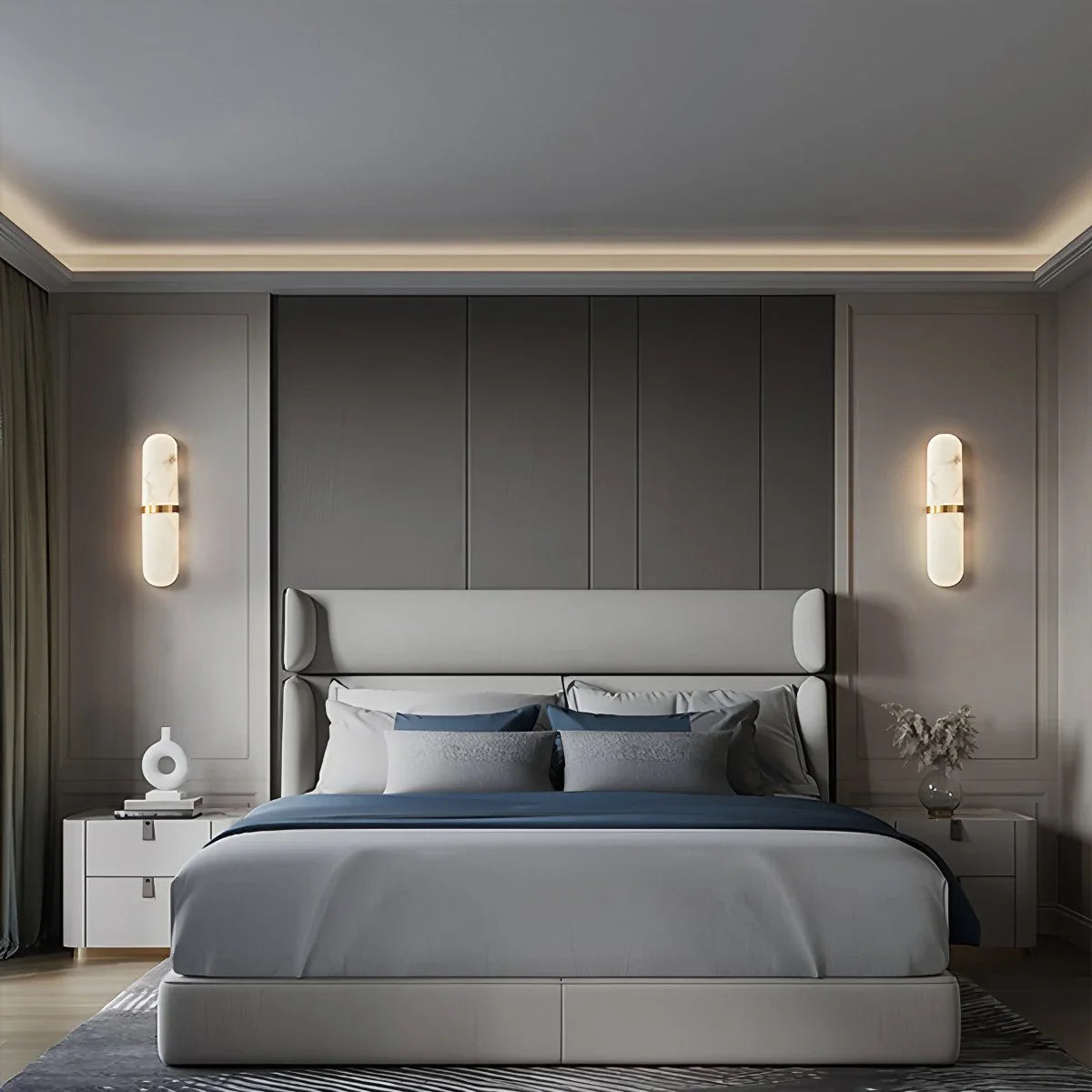 All copper natural marble wall lamp