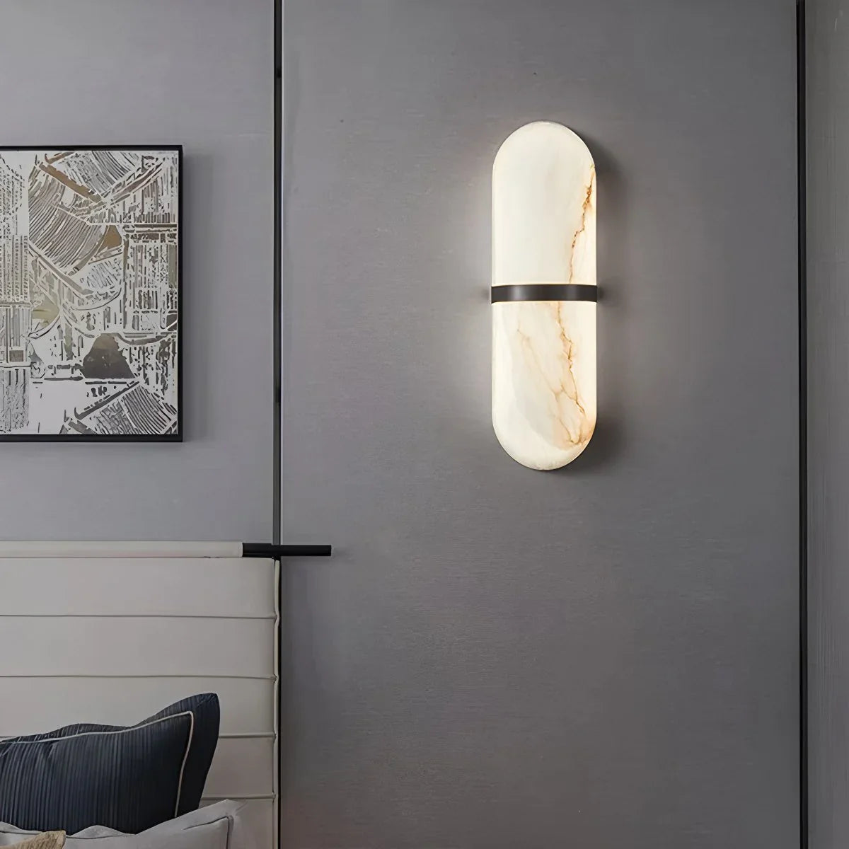 All copper natural marble wall lamp