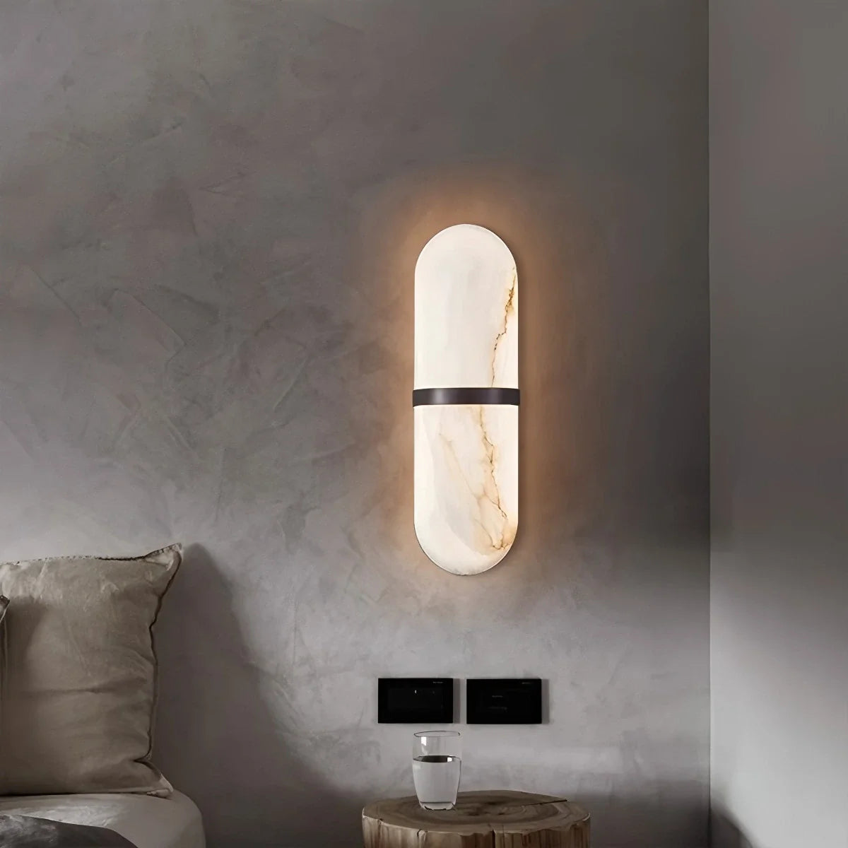 All copper natural marble wall lamp
