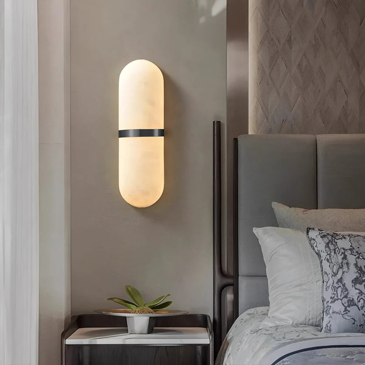 All copper natural marble wall lamp