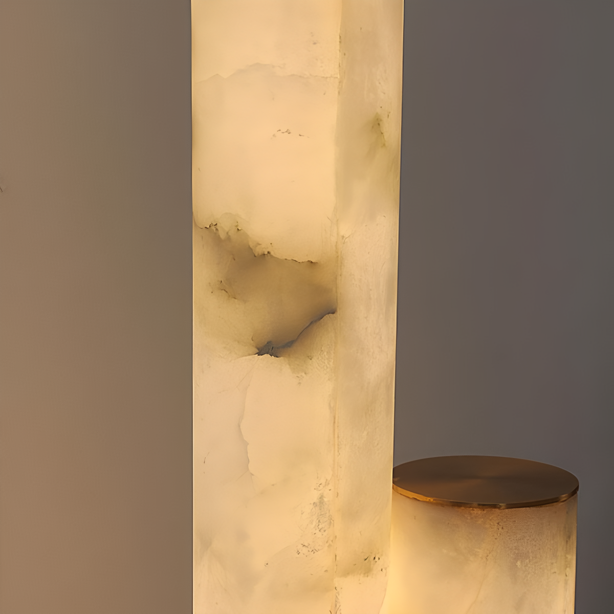 Copper & Natural Spanish Alabaster Piped Floor Lamp