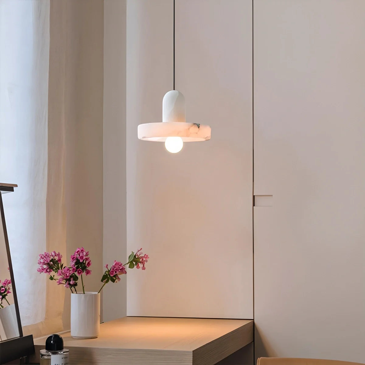 Copper natural onyx dining room pendant light