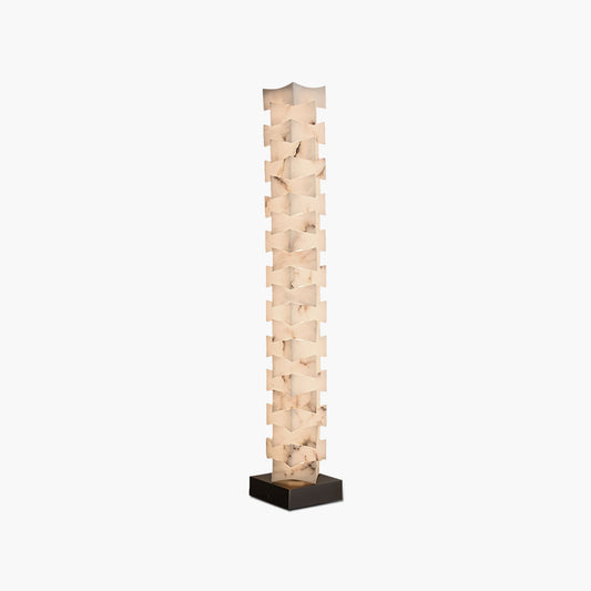 Creative Stacked Spanish Alabaster Squares Floor Lamp Dia 24cm x H 160cm / ∅ 9.45″ x H 62.99″