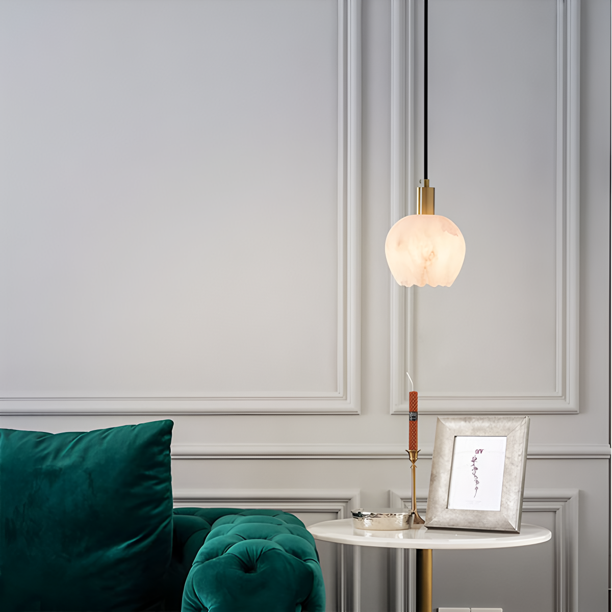 Flower Bud Shaped Spanish Alabaster Pendant Light