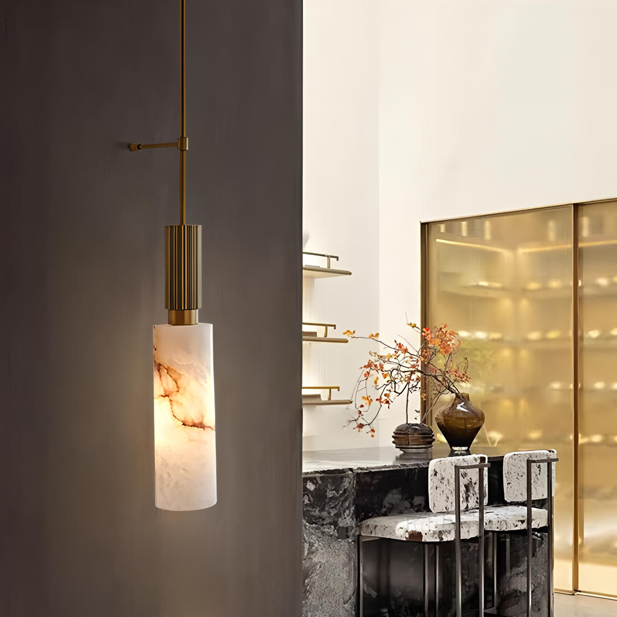 luxury onyx Long strip wall lamp