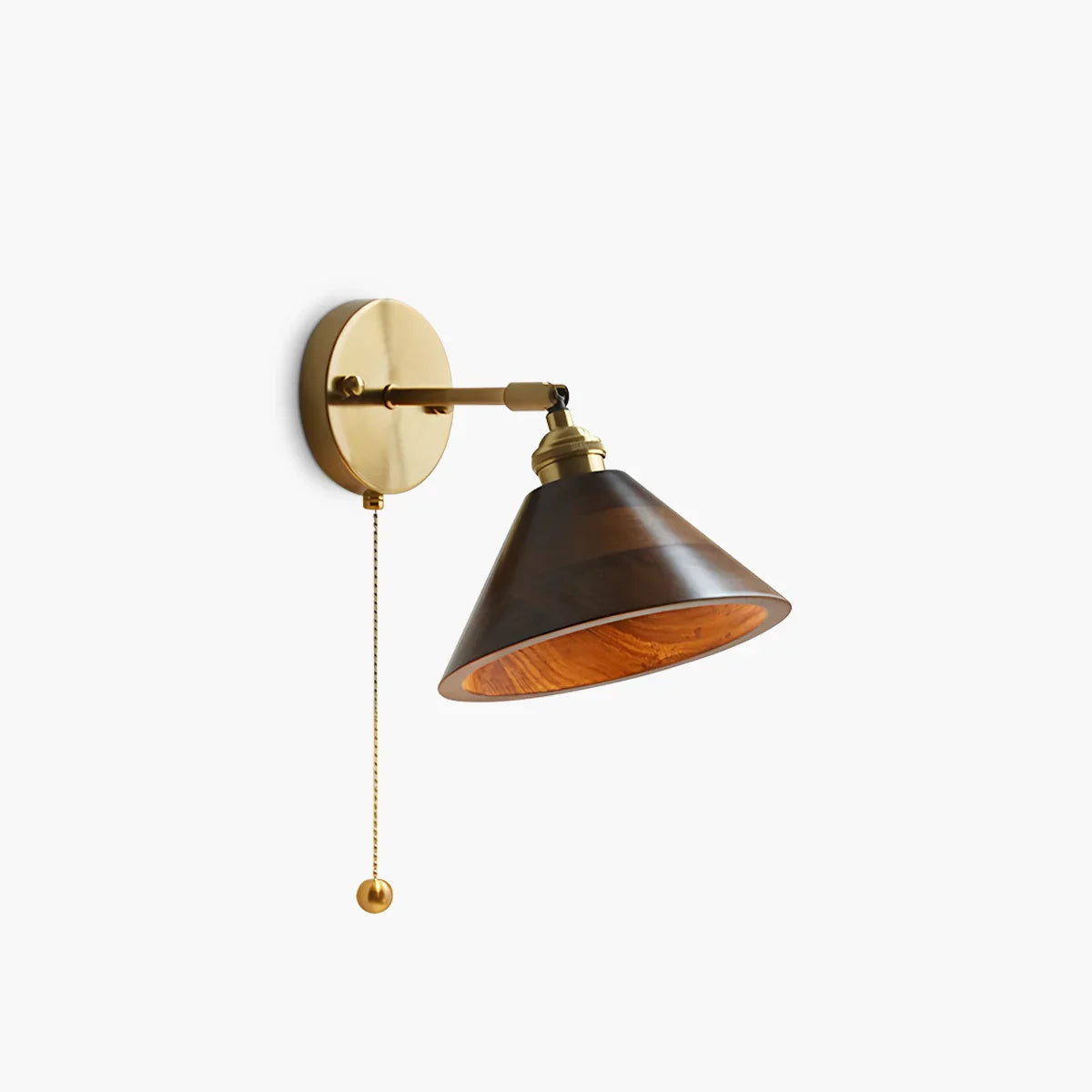 Wooden Pull-Cord Wall Lamp