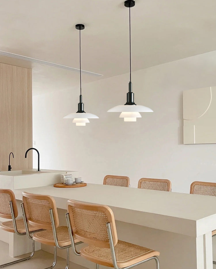 Olverai Danish Designer Milk Glass Pendant Lamp