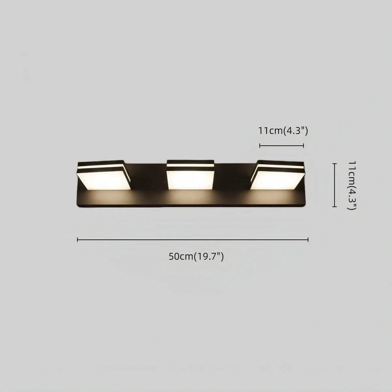 Arcato Modern 3-Light Bathroom Vanity – Cube Acrylic Shades on Matte Black Bathroom