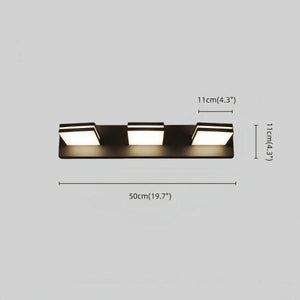 Arcato Modern 3-Light Bathroom Vanity – Cube Acrylic Shades on Matte Black Bathroom