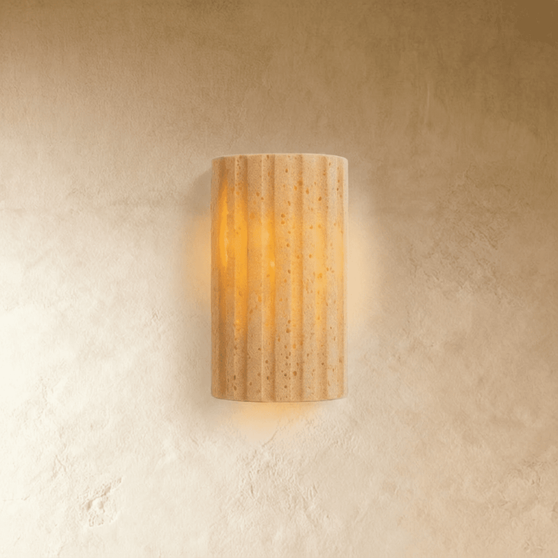 Olverai Ravelle Fluted Travertine Wall Sconce