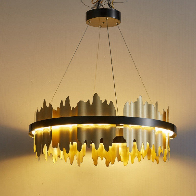 Olverai Iceberg Round Black Gold Chandelier