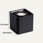 Black cubic downlight fixture with recessed LED bulb, shown against neutral background.