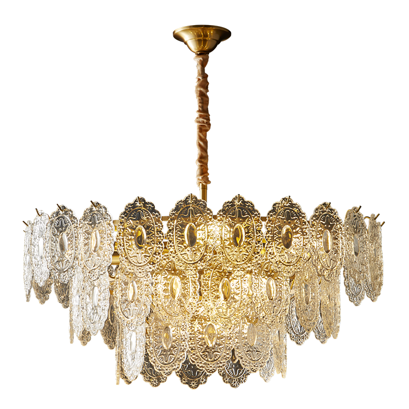 Olverai Tiered Textured Glass Chandelier