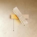 Olverai Merova Travertine & Wood Linear Wall Sconce