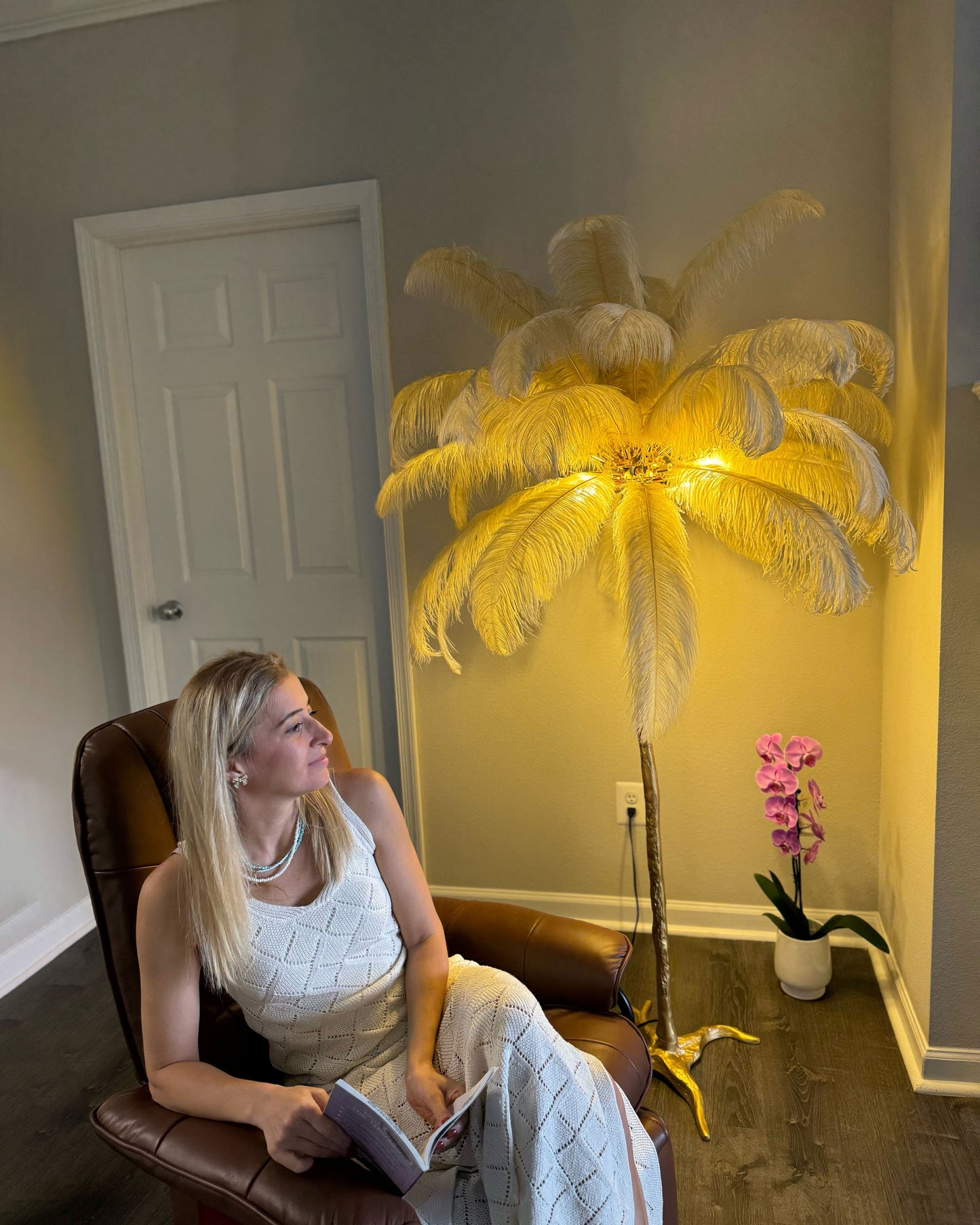 Olverai Feather Palm Tree Floor Lamp