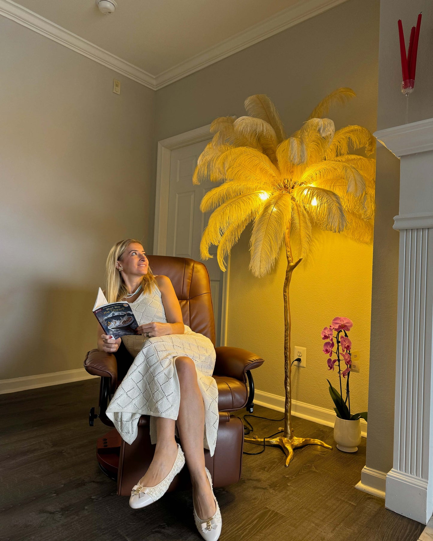 Olverai Feather Palm Tree Floor Lamp