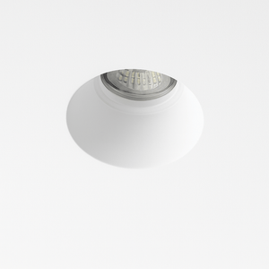 Round recessed ceiling light fixture with adjustable trim, shown from front and side view with dimensions on white background