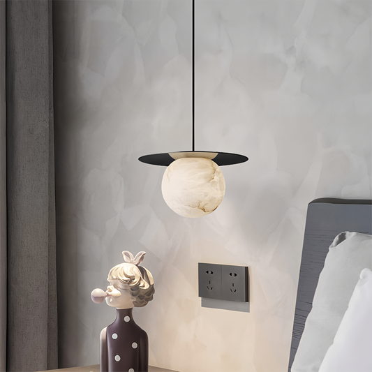 luxury spherical natural onyx pendant light