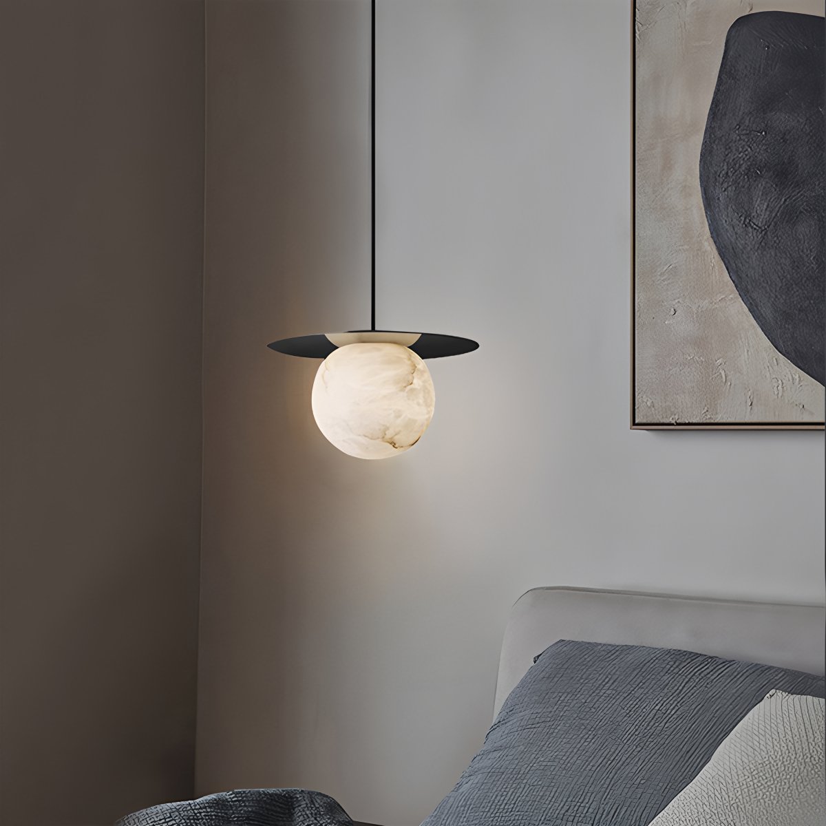luxury spherical natural onyx pendant light