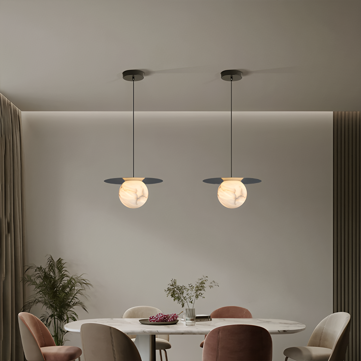 luxury spherical natural onyx pendant light